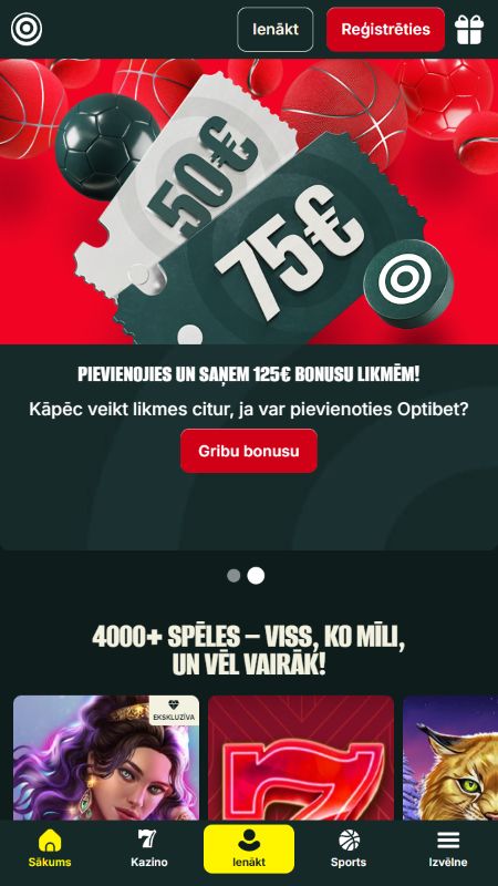 Optibet Latvijas mājaslapa