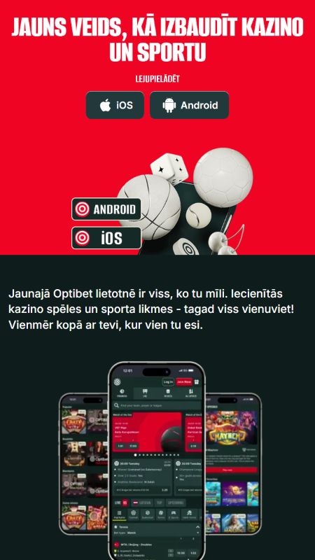 Optibet mobilā versija