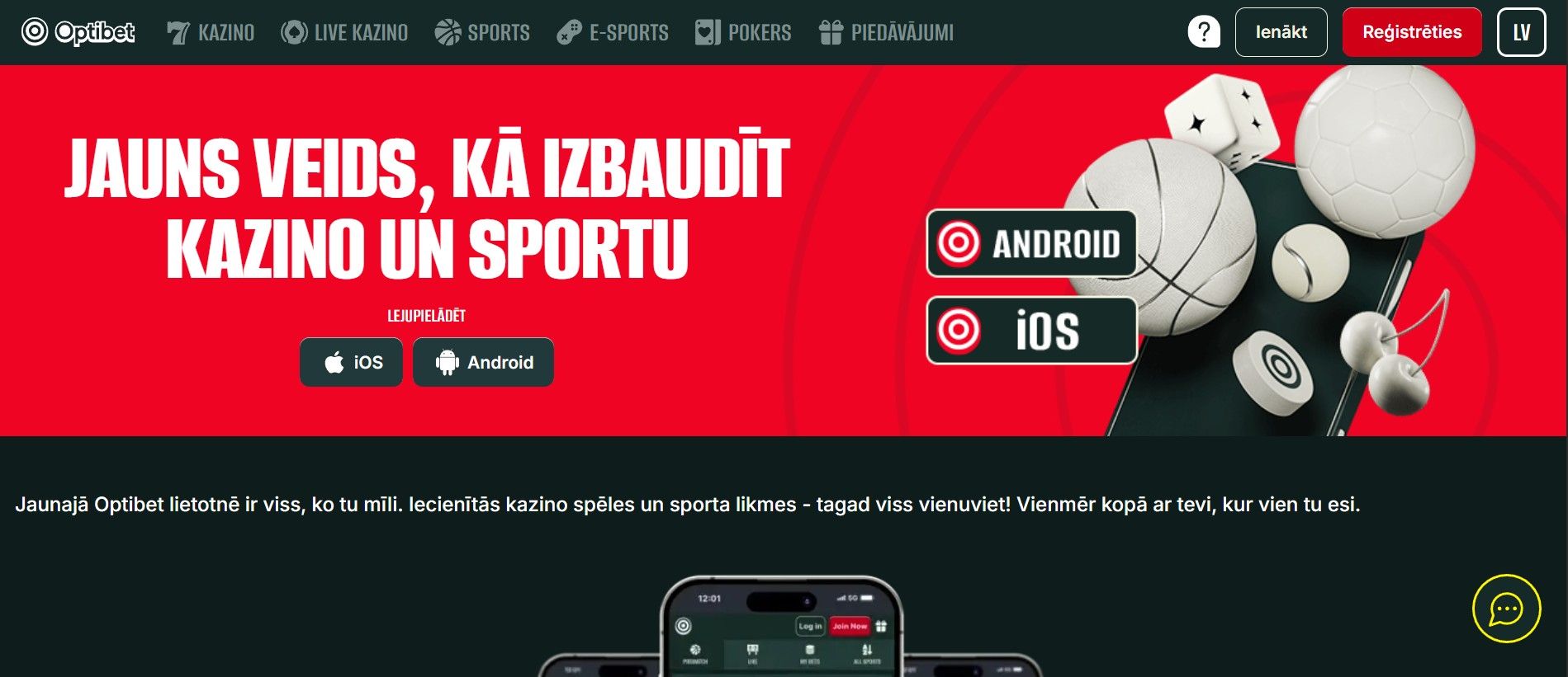 Optibet mobilā versija
