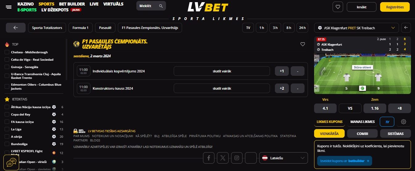 LVBet F1 betting, likme.tv
