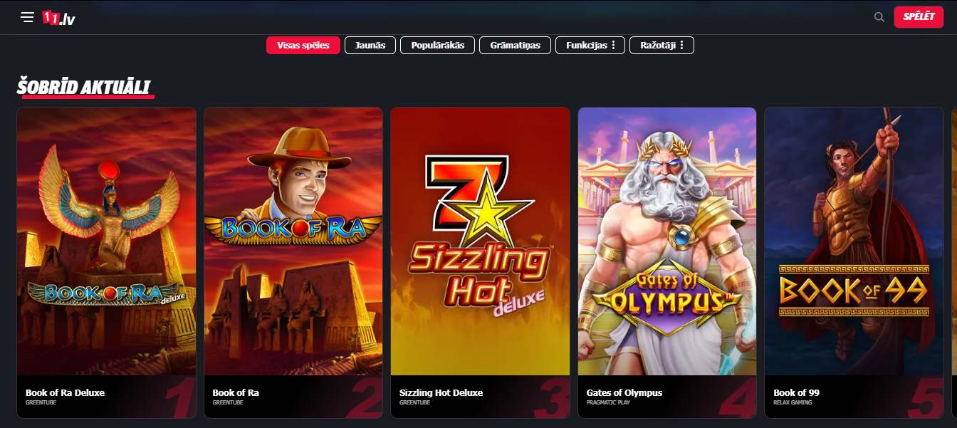 11.lv Casino page Latvia, likme.tv