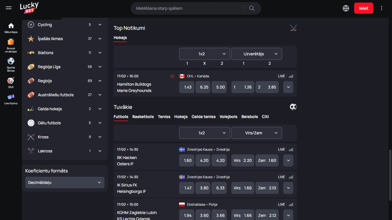 luckybet rate odds