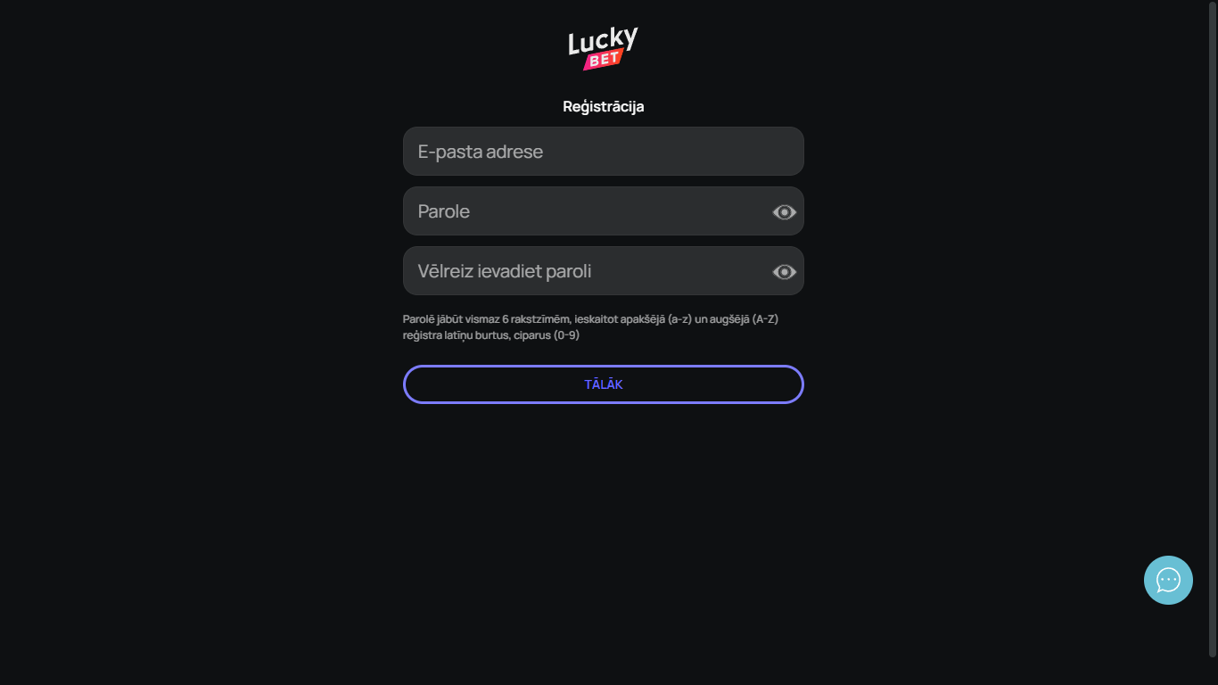 luckybet registration step 2