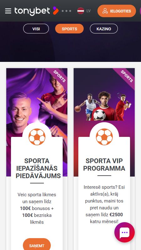 Tonybet prēmijas un akcijas