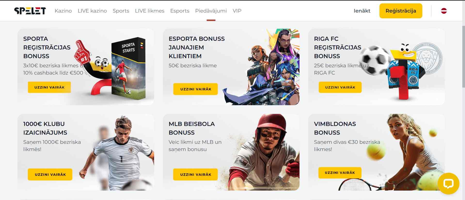 Promocijas jaunajiem Spelet.lv lietotājiem