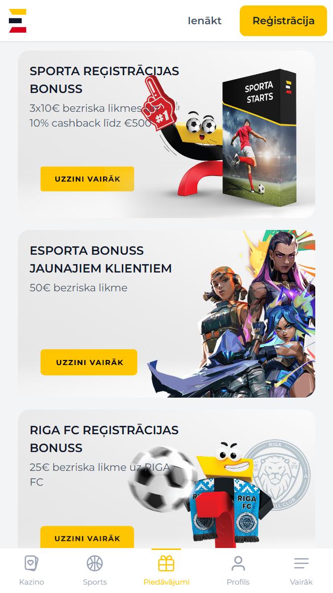 Promocijas jaunajiem Spelet.lv lietotājiem
