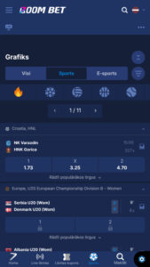 Tiešsaistes sporta derību sadaļa vietnē BoomBet