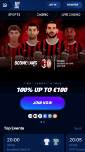 Tiešsaistes BoomerangBet mājas lapa