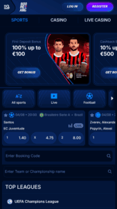 Tiešsaistes sporta derību sadaļa vietnē BoomerangBet