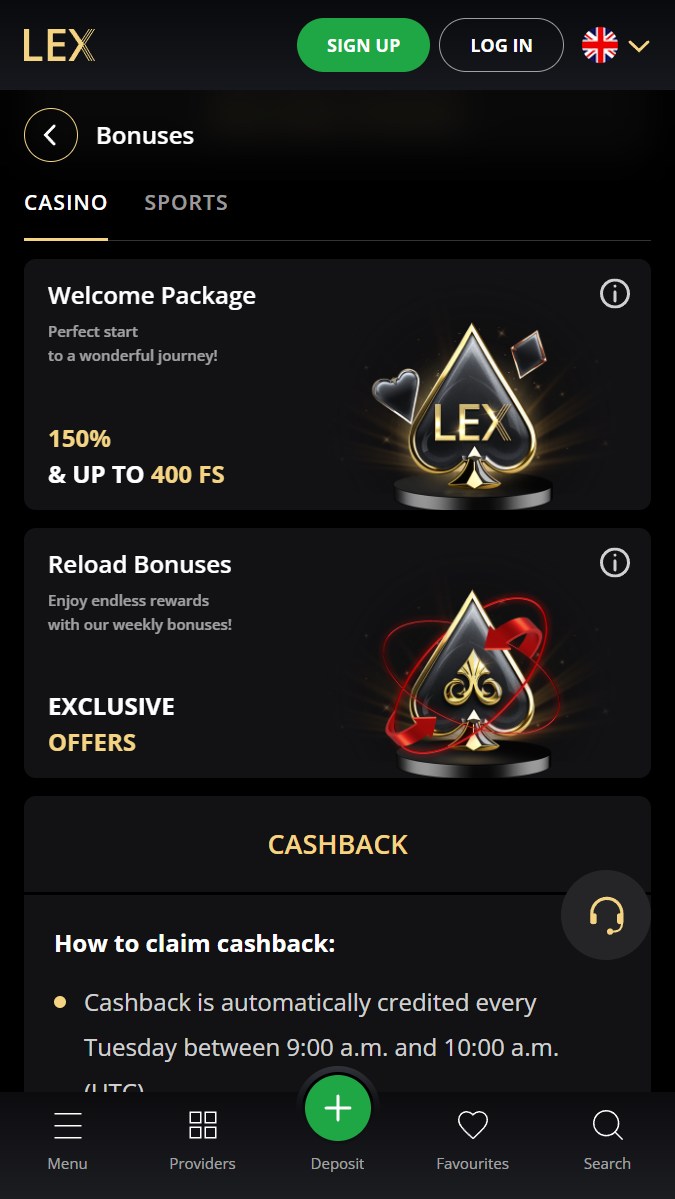 Lex kazino bonusi un īpašie piedāvājumi