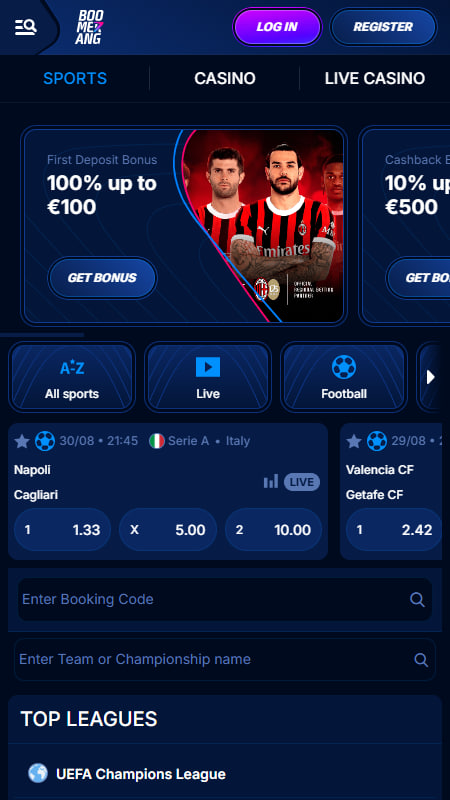 Sporta likmes Boomerang Bet platformā
