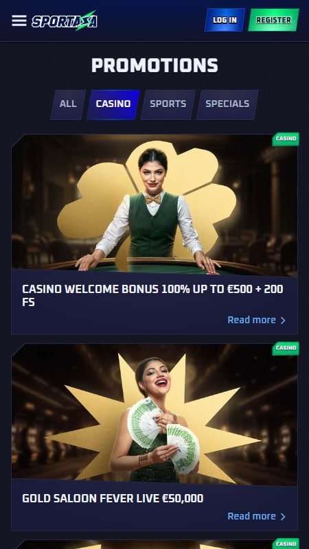 Sportaza kazino iepazīšanās bonuss
