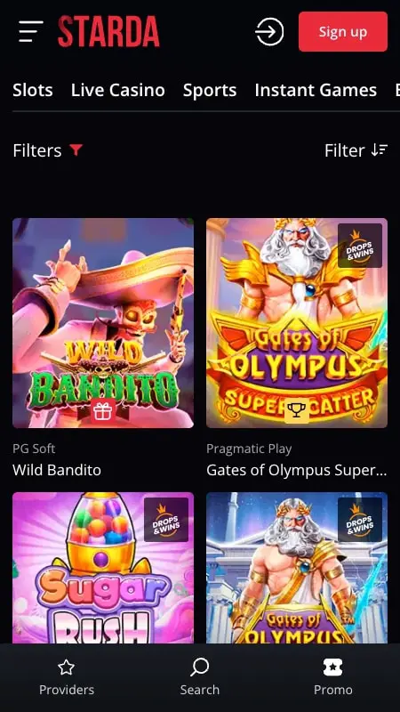 Starda Casino Spieleauswahl