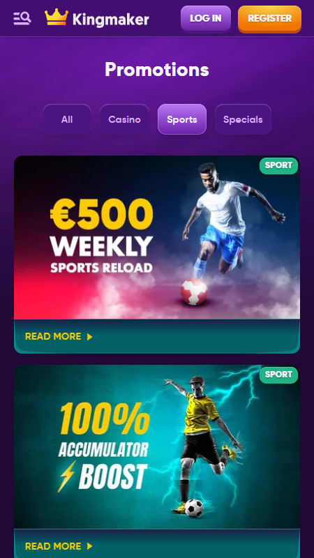 Бонусы букмекера и промокоды Kingmaker