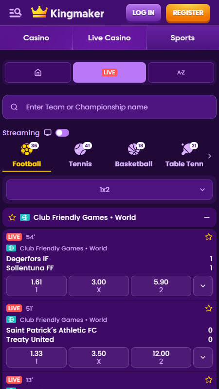 Kingmaker Ставки в реальном времени