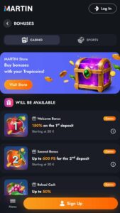 martin casino bonuses