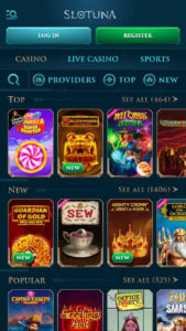 Slotuna Spēļu piedāvājums