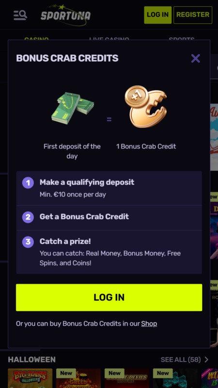 Sportuna bonus crab