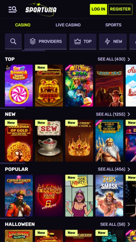Sportuna top casino games
