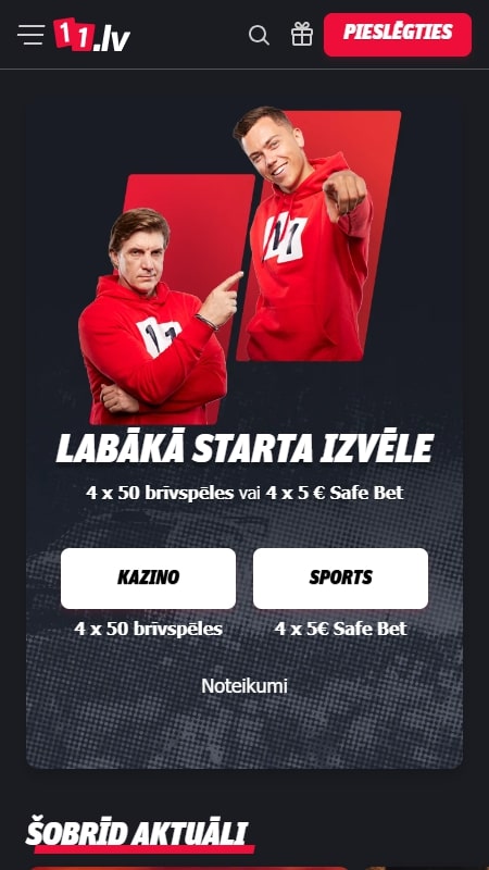 11.lv bookmaker main page
