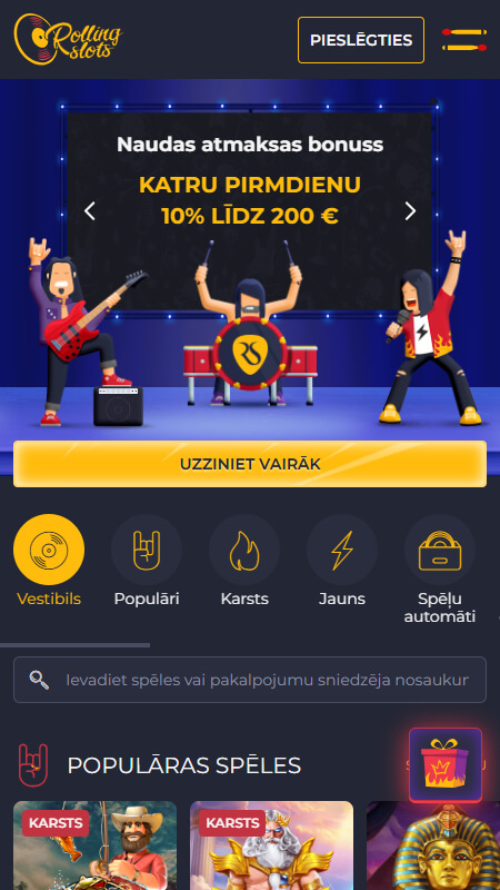 Rolling Slots main page