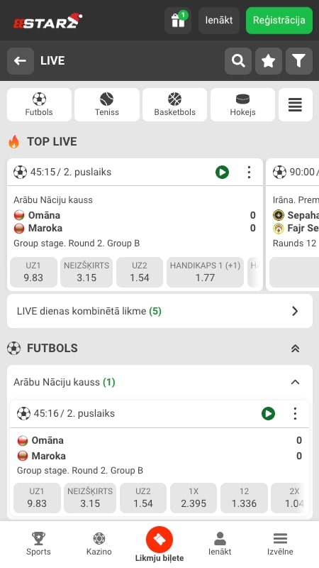 888starz tiešraides likmju interfeiss