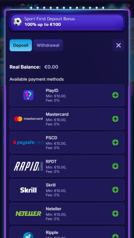 AlfCasino Способы оплаты