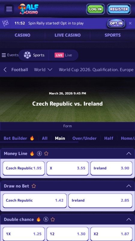 Alfcasino Коэффициенты 