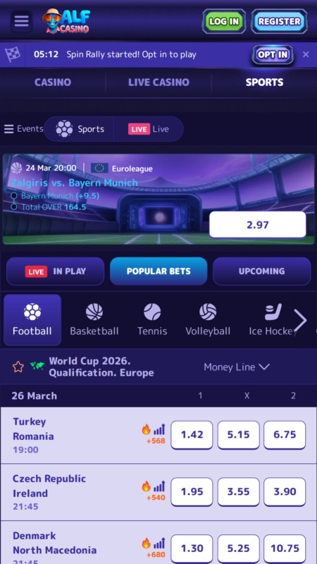 AlfCasino Ставки онлайн