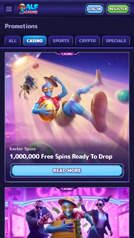 Страница акций на AlfCasino