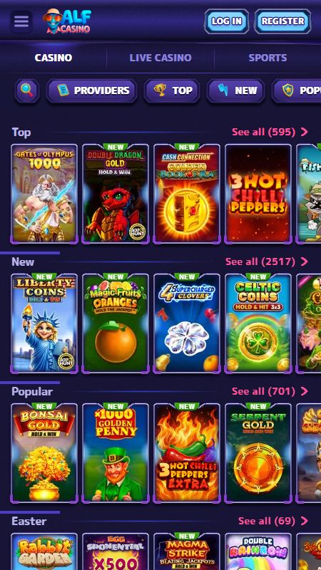 Раздел онлайн-казино на AlfCasino