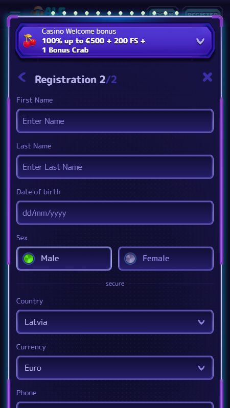 Создание учетной записи на AlfCasino