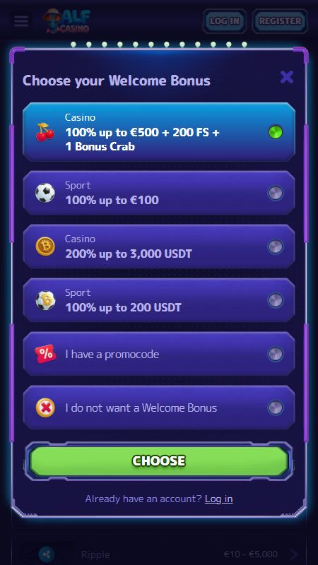 Создание учетной записи на AlfCasino