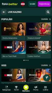 Spinbetter Live kazino