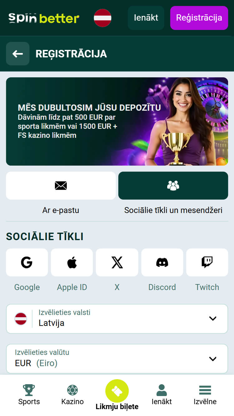 Spinbetter registracija