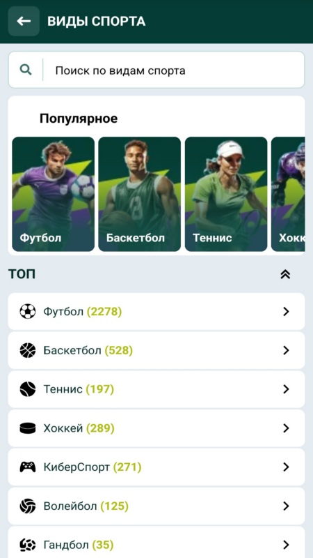 Spinbetter виды спорта