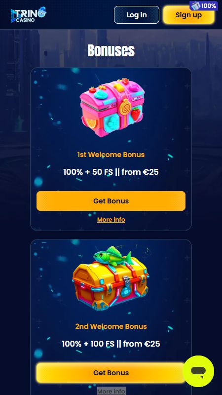Akcijas lapa vietnē TrinoCasino