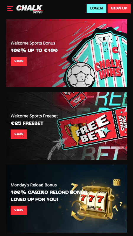 Бонусы и акции Chalk Wins