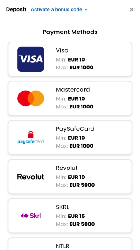 Dream Bet Методы оплаты