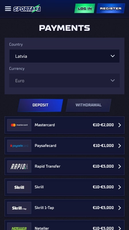 Способы оплаты на Sportaza