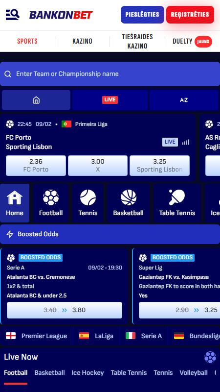 BankonBet sports betting page