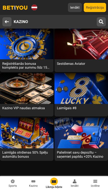 BetAndYou bonusi un akcijas