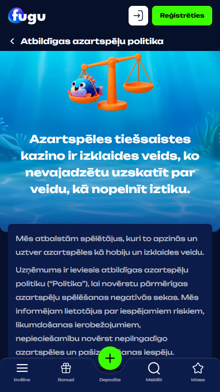 FUGU responsible gaming