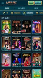 Live casino spēles Larabet platformā