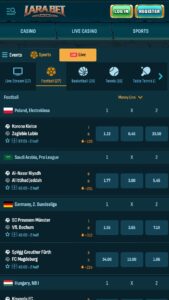 Tiešraides koeficienti un likmju veikšanas iespējas vietnē Larabet