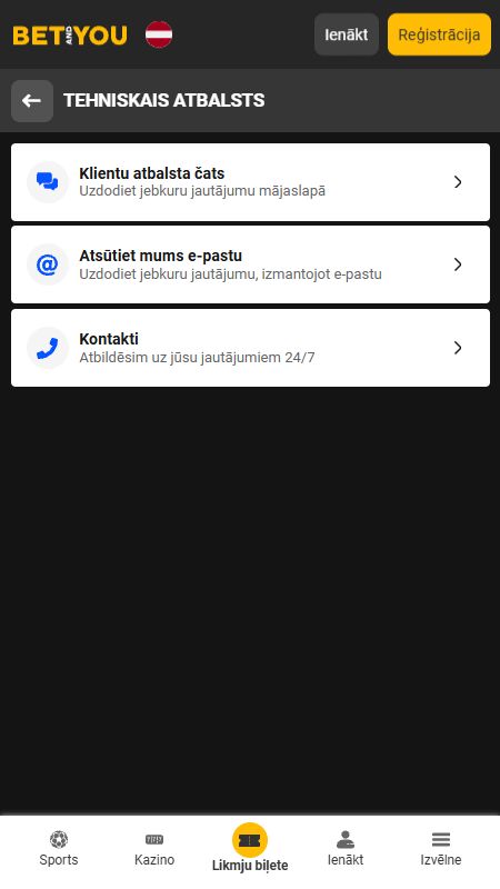 Palīdzības centrs vietnē BetAndYou