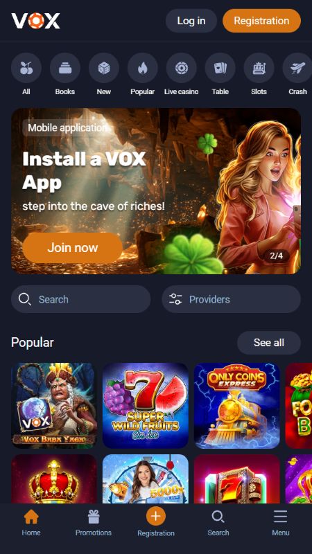 Tiešsaistes VOX mājas lapa