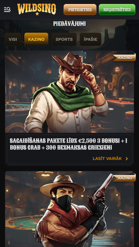 Wildsino casino bonuses Latvijā