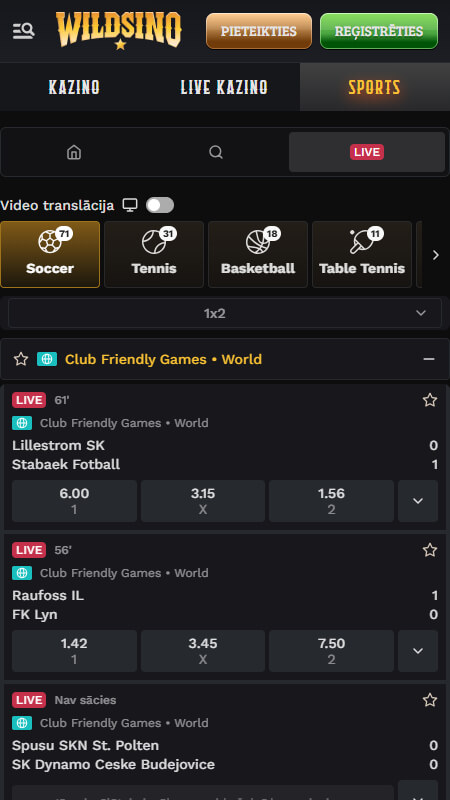 Wildsino live sports