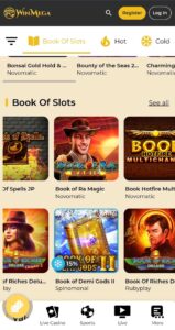 Spēļu izvēle WinMega kazino